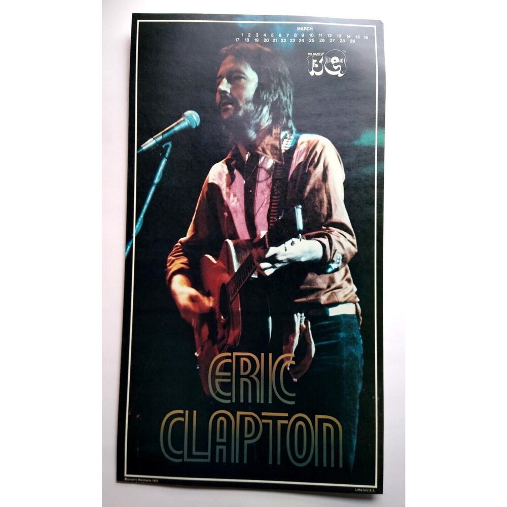 Eric Clapton Wall Poster Original 1975 Classic Blues Rock Music UNUSED 22" NOS